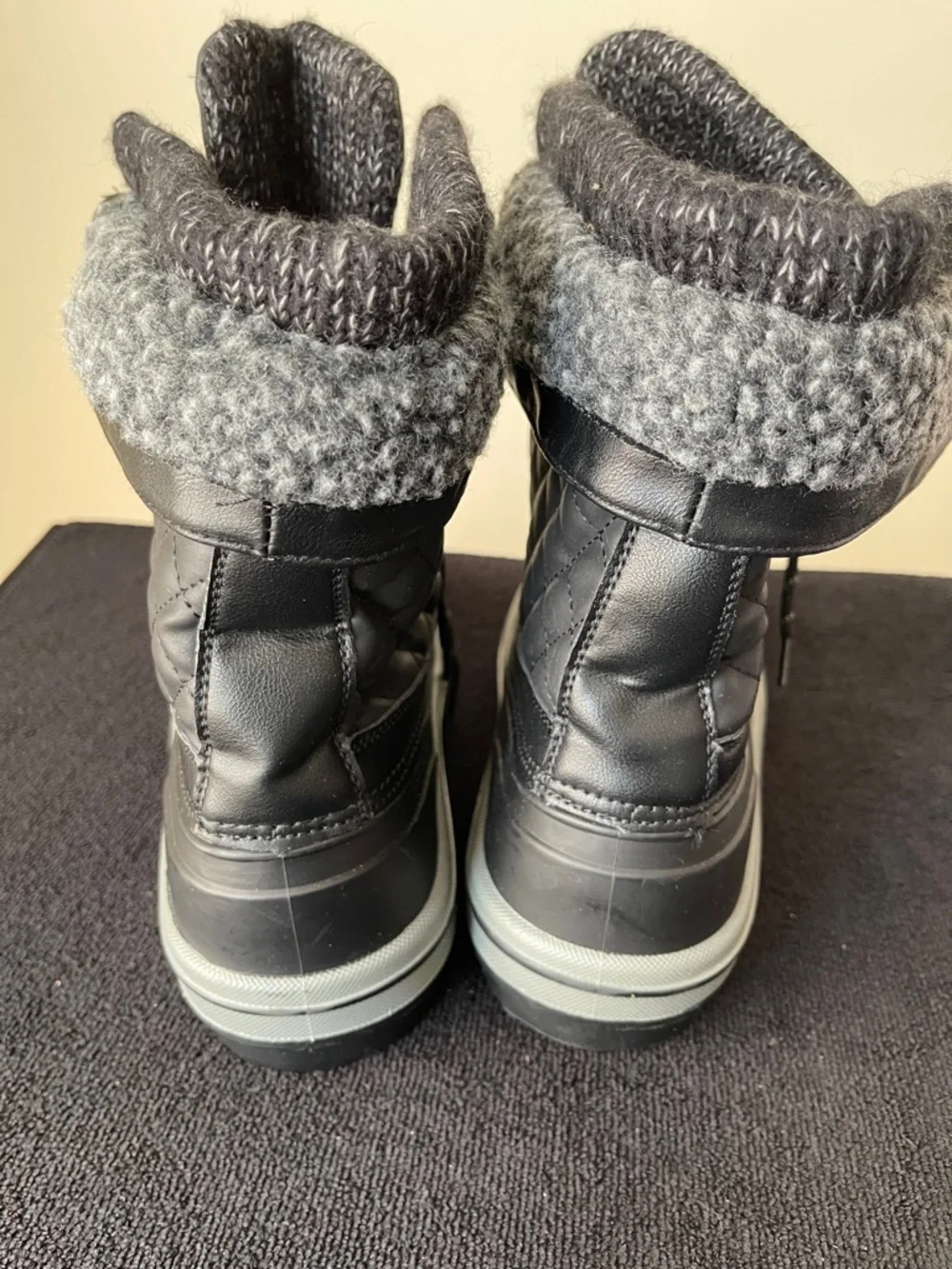 NWOT..,Vepose Black Kids Winter Lace-Up Snow Boots with Brown Logo Patch